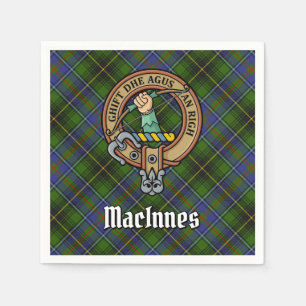 Clan MacInnes Crest over Tartan Servet