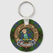 Clan MacInnes Crest over Tartan Sleutelhanger (Voorkant)