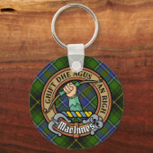 Clan MacInnes Crest over Tartan Sleutelhanger (Voorkant)