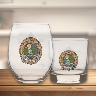 Clan MacInnes Crest over Tartan Whisky Glas
