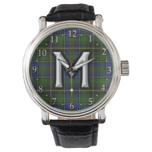 Clan MacInnes Letter M Monogram Tartan Horloge