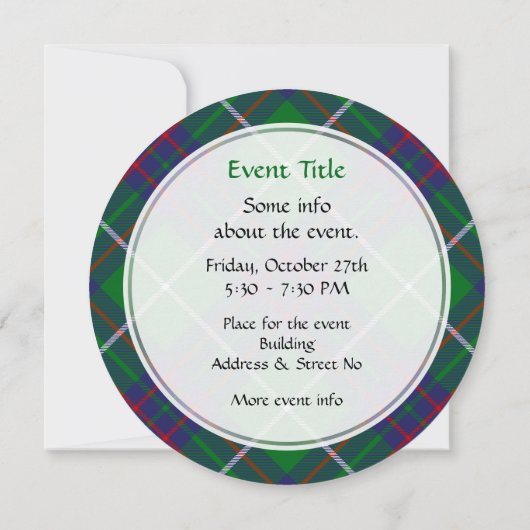 Clan MacIntyre Chasse Tartan Invitation (Dos)