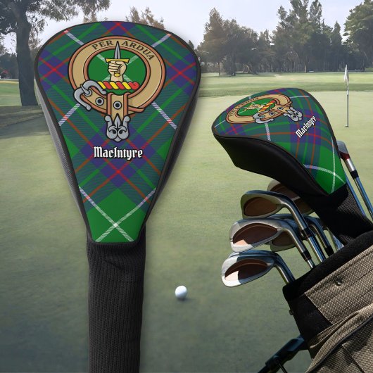 Clan MacIntyre Crest over jagen Tartan Golfheadcover