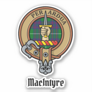 Clan MacIntyre Crest over jagen Tartan Sticker