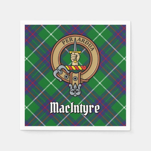 Clan MacIntyre Crest over Tartan Servet (Voorkant)