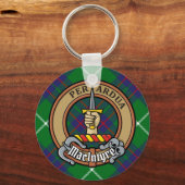 Clan MacIntyre Crest over Tartan Sleutelhanger (Voorkant)