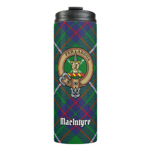 Clan MacIntyre Crest over Tartan Thermosbeker