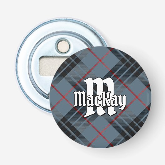 Clan MacKay Blue Tartan Button Flesopener (Voorkant)