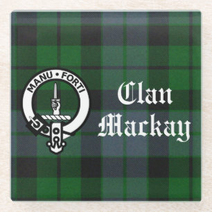 Clan Mackay Crest Badge & Tartan Glazen Onderzetter