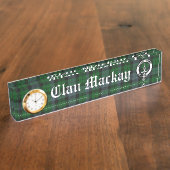 Clan Mackay Crest Badge & Tartan Naambordje (Zijkant)