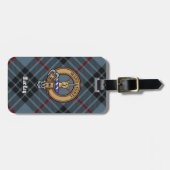 Clan MacKay Crest over Blue Tartan Bagagelabel (Voorkant horizontaal)