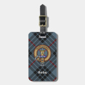 Clan MacKay Crest over Blue Tartan Bagagelabel (Voorkant verticaal)