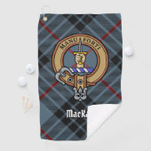 Clan MacKay Crest over Blue Tartan Golfhanddoek (Insitu)