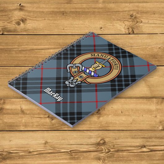 Clan MacKay Crest over Blue Tartan Notitieboek