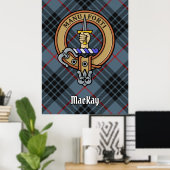 Clan MacKay Crest over Blue Tartan Poster (Thuiskantoor)
