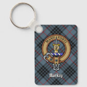 Clan MacKay Crest over Blue Tartan Sleutelhanger (Voorkant)