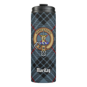 Clan MacKay Crest over Blue Tartan Thermosbeker