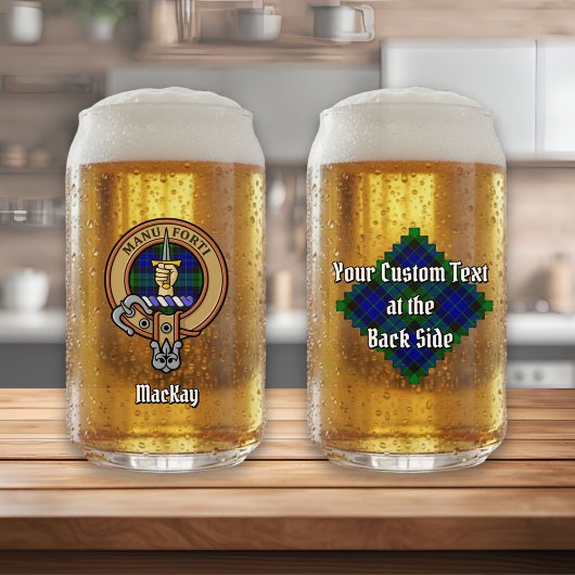 Clan MacKay Crest over Tartan Blikvorm Glas