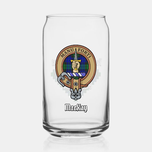 Clan MacKay Crest over Tartan Blikvorm Glas (Voorkant)