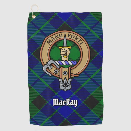 Clan MacKay Crest over Tartan Golfhanddoek (Voorkant)