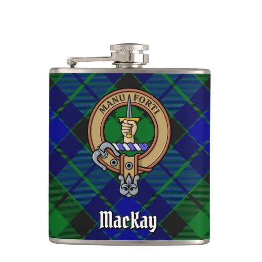 Clan MacKay Crest over Tartan Heupfles (Voorkant)