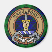 Clan MacKay Crest over Tartan Magneet (Voorkant)