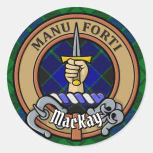 Clan MacKay Crest over Tartan Ronde Sticker