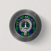 Clan MacKay Crest & Tartan Knot Button (Voorkant)