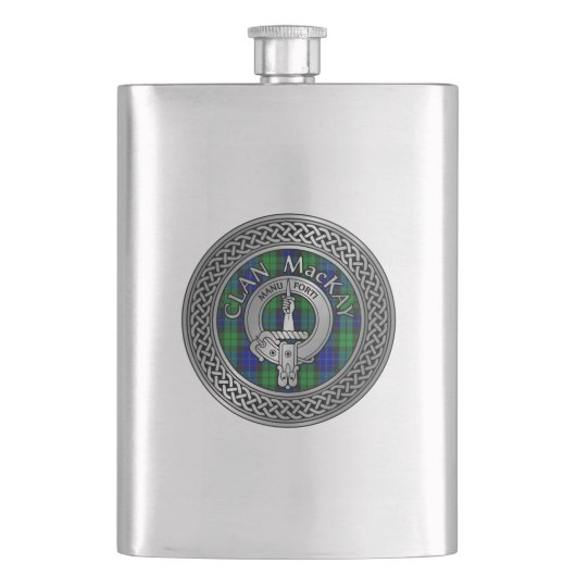 Clan MacKay Crest & Tartan Knot Flask Flacon (Voorkant)