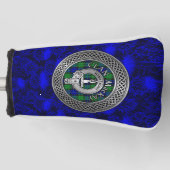 Clan MacKay Crest & Tartan Knot op Thistle Golfheadcover (Voorkant)