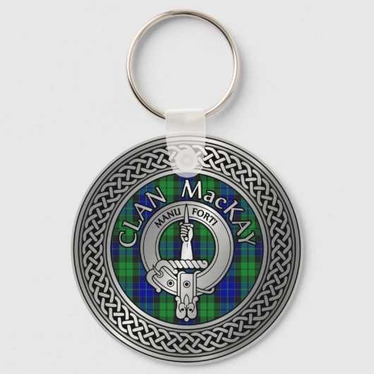 Clan MacKay Crest & Tartan Knot Sleutelhanger (Voorkant)