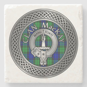 Clan MacKay Crest & Tartan Knot Stone Onderzetter