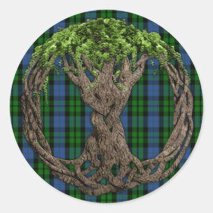 Clan MacKay Tartan en de Keltische Levensboom Ronde Sticker