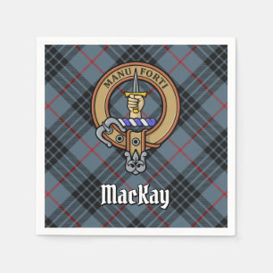 Clan MacKay Wapen over Blauwe Tartan Servet
