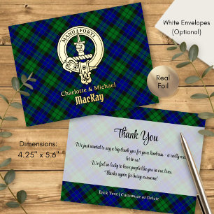Clan MacKay Wapen over Tartan Folie Uitnodiging Briefkaart