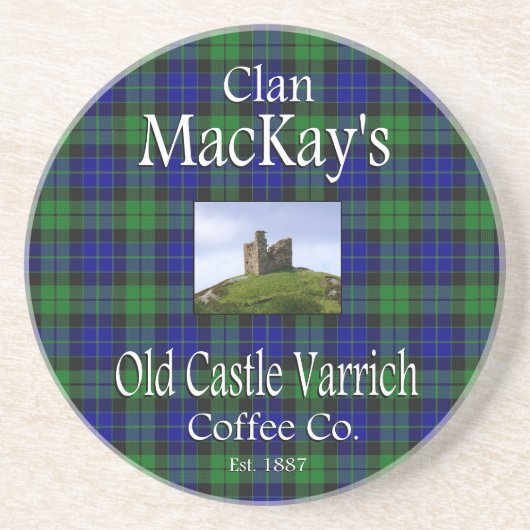 Clan MacKay's Old Castle Varrich Coffee Co. Zandsteen Onderzetter (Voorkant)
