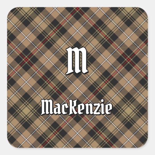 Clan MacKenzie Chasse Sticker Carré Tartan Brown (Devant)
