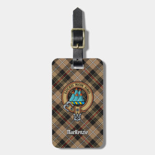 Clan MacKenzie Crest over bruine jacht Tartan Bagagelabel
