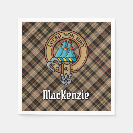 Clan MacKenzie Crest over bruine jacht Tartan Servet (Voorkant)