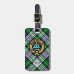 Clan MacKenzie Crest over Dress Tartan Bagagelabel