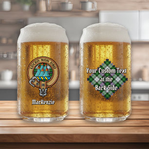 Clan MacKenzie Crest over Dress Tartan Blikvorm Glas