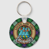 Clan MacKenzie Crest over Dress Tartan Sleutelhanger (Voorkant)