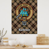 Clan MacKenzie Crest over jagen op Tartan Poster (Keuken)