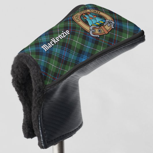 Clan MacKenzie Crest over Tartan Golfheadcover (3/4 voorkant)