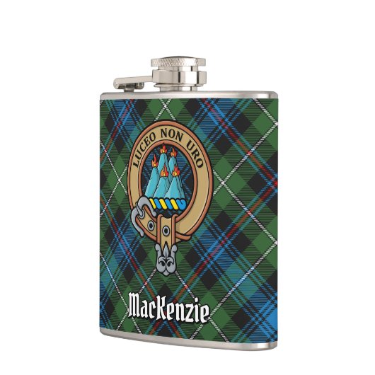 Clan MacKenzie Crest over Tartan Heupfles (Links)