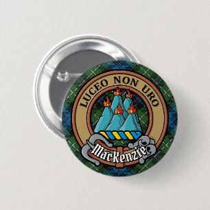 Clan MacKenzie Crest over Tartan Ronde Button 5,7 Cm