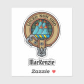 Clan MacKenzie Crest over Tartan Sticker (Vel)