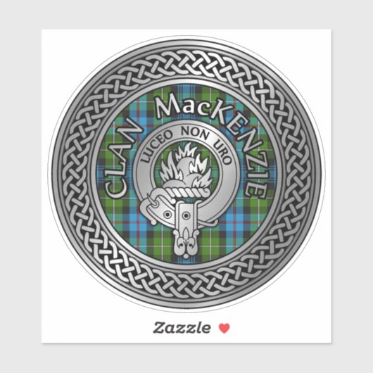 Clan MacKenzie Crest & Tartan Knot Sticker (Vel)