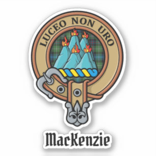 Clan MacKenzie Wapen over Schotse Ruit Sticker