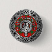 Clan MacKinnon Crest & Tartan Knot Button (Voorkant)